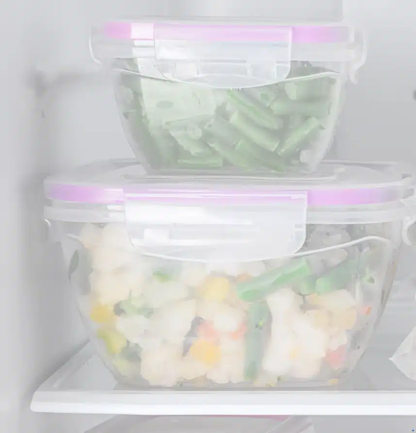 održivo zamrzavanje hrane u posudi od sladoleda hrana u plastici u frižideru