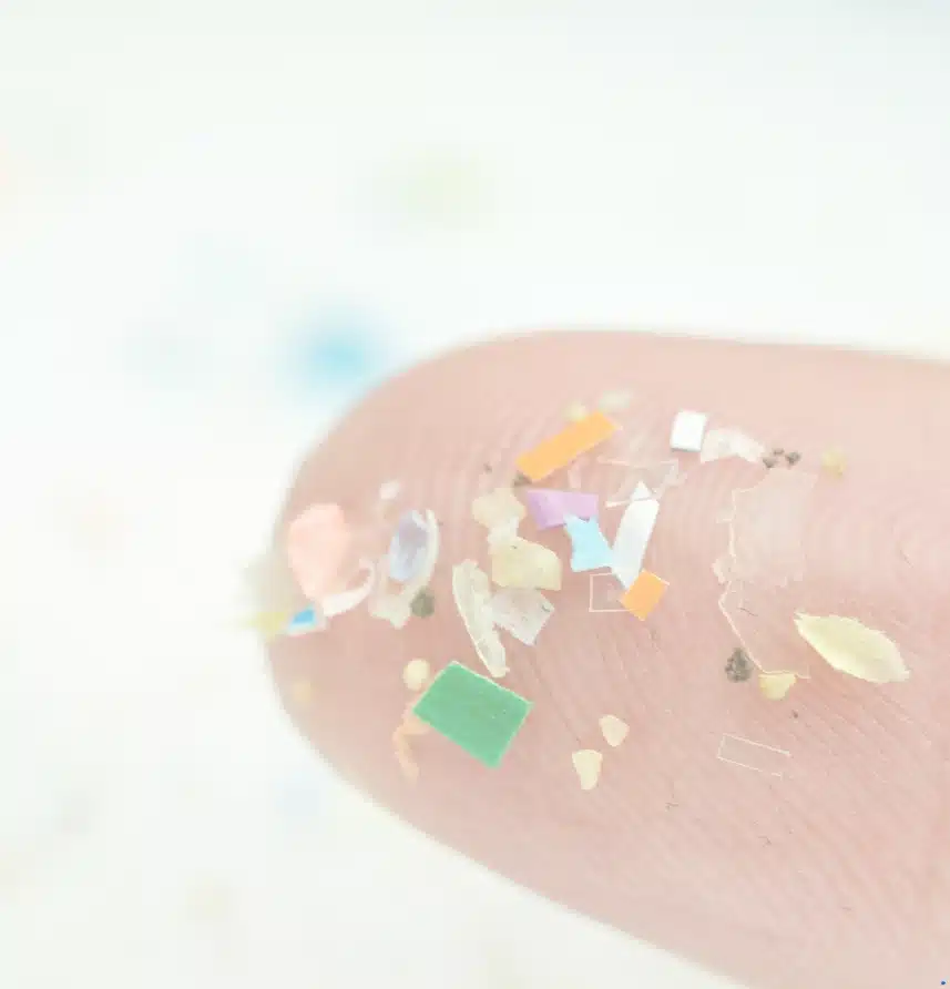 mikroplastika u hrani na prstu čestice plastike